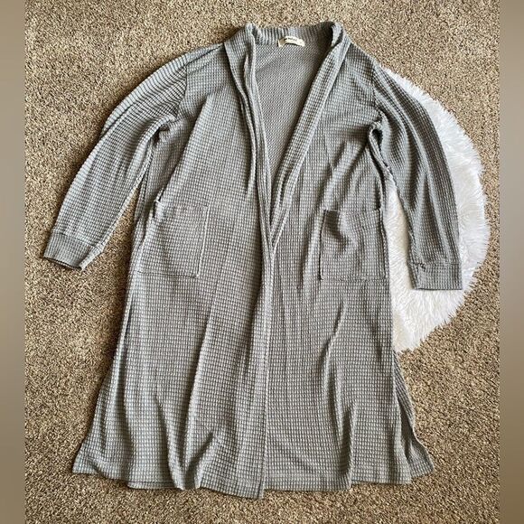 Three Bird Nest Waffle Knit Cardigan Open Front Women’s Size XL Pockets - Picture 1 of 8